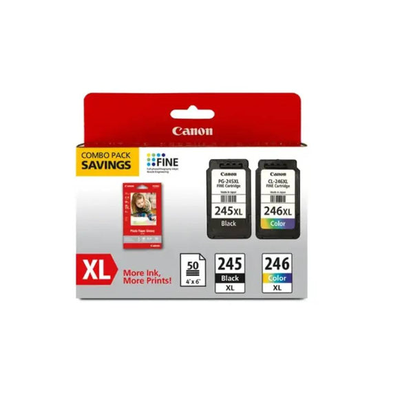 Canon - CL-245 XL/CL-246XL 2 Pack High-Yield Ink Cartridges + Photo Paper - Black/Multi